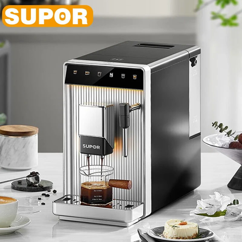 SUPOR Smart Coffee Machine Fully Automatic Coffee Shop Home Coffee Machine Touch Menu With Milk Foam Cappuccino Latte Cold Brew