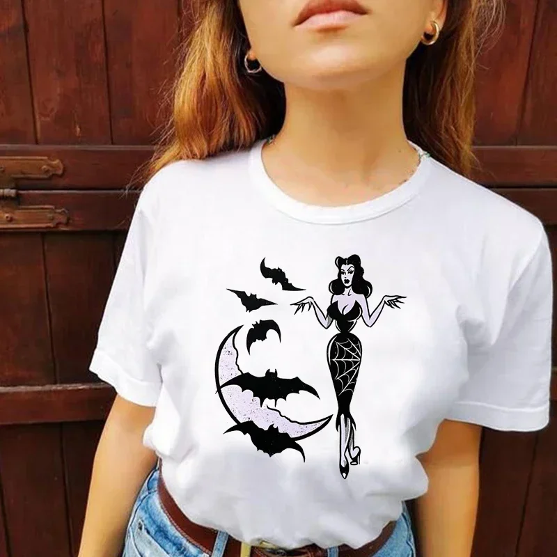 Camisetas sexis de Luna para mujer, camisetas de Halloween para mujer, camiseta bohemia Grunge de los años 90, ropa gótica de murciélago Wicca, ropa poruda oscura espeluznante