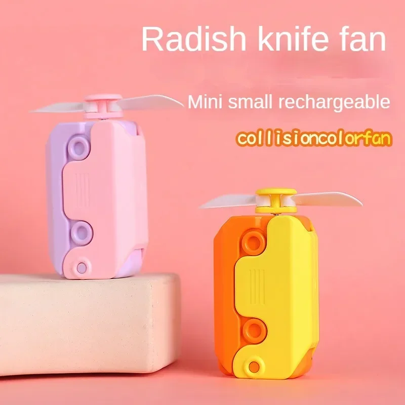 Ventola di coltello di carota stampata in 3D di vendita calda Mini portatile ricaricabile di raffreddamento piccolo giocattolo di decompressione del ventilatore elettrico portatile