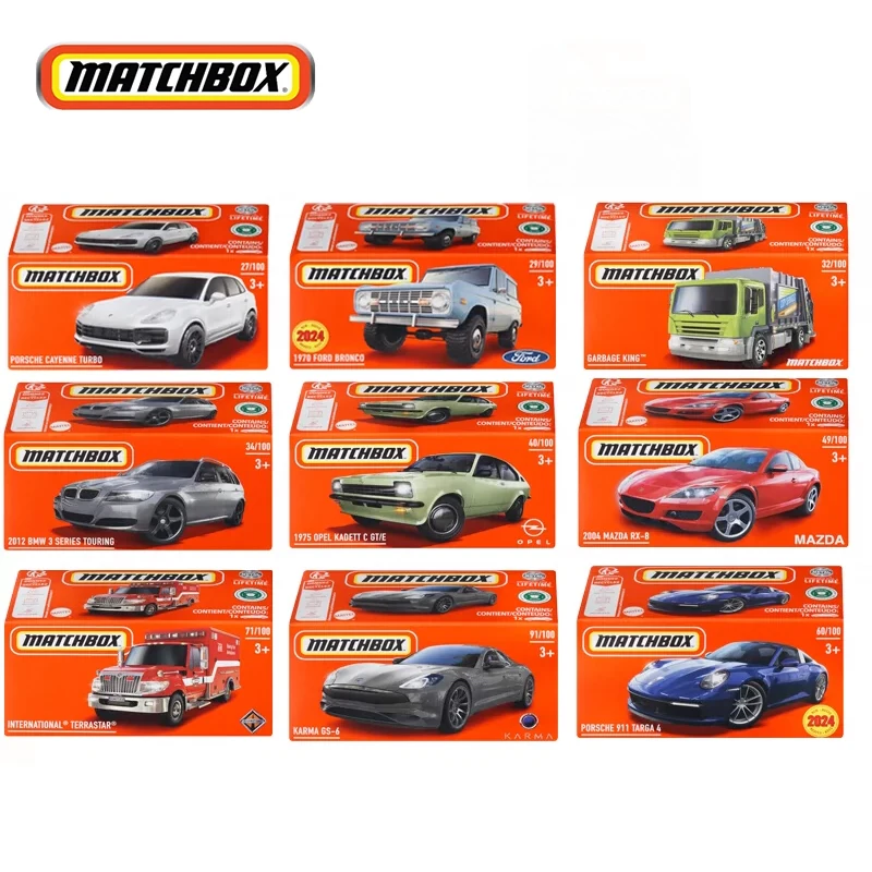 2024 Original Mattel Matchbox Car Toys for Boy 1/64 Diecast Vehicle Porsche Cayenne Turbo BMW 3 Opel Kadett Mazda RX-8 Terrastar