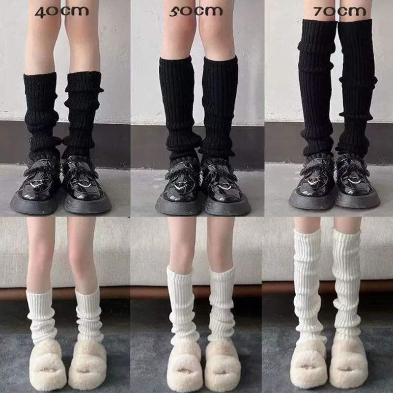 

Lolita Leg Warmers 40/50/70cm Socks Knitted Warm Foot Cover White Black Leg Warmer Women Autumn Winter Crochet Sock Boot Cuffs