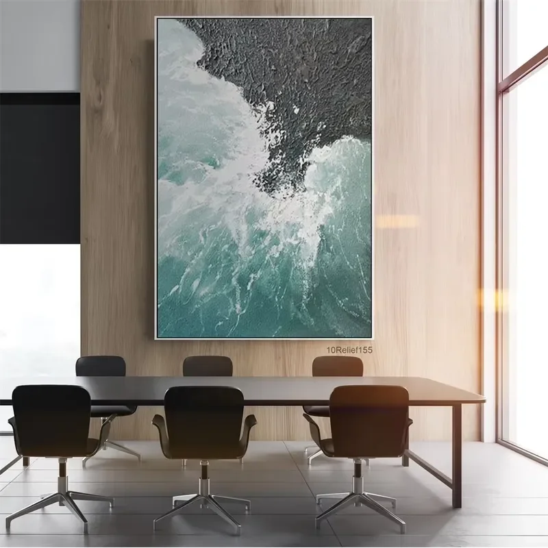 for Modern Seascape Abstract Acrylic Hand Painted Canvas Oil Painting Luxury Thick Texture Relief Wall Art Home Decoration