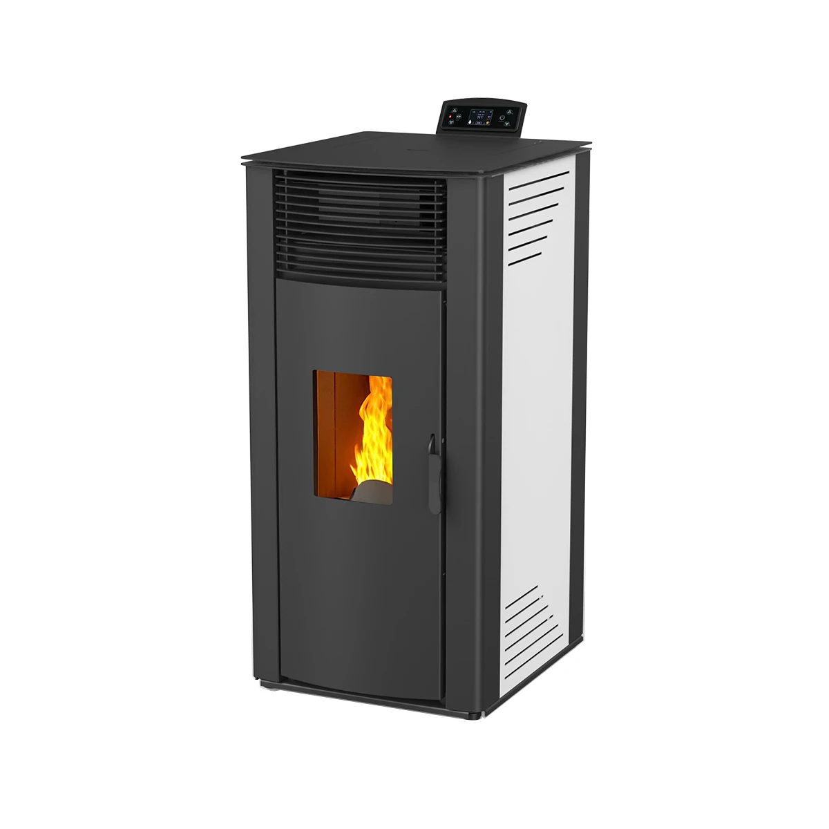 15KW Curved Furnace Door Design High Efficiency Indoor Modern Pellet Fireplace Freestanding Pellet Stove for Home Hotel