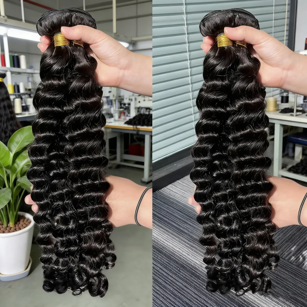 

100% Brazilian Curly Human Hair Weave Bundles Loose Deep Wave 3 4 Remy Hair Bundles 30 32 34 36 Inch Hair Extensions Double Draw