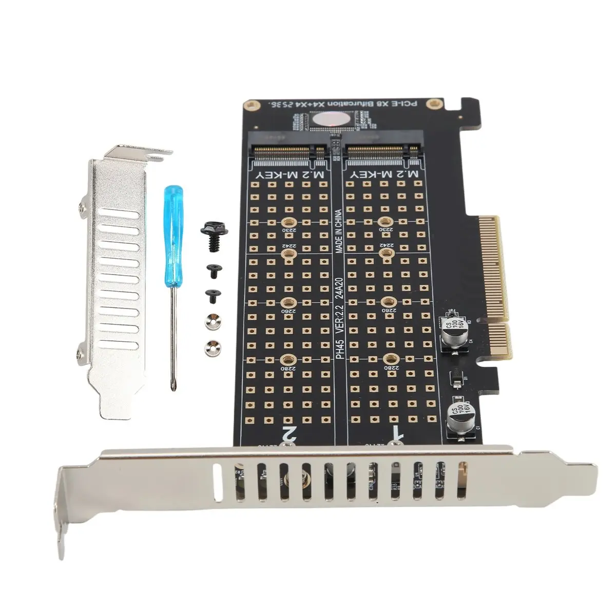 CompatiblePCI-E X8 Double Disk RAID Card NVME M.2 M KEY SSD Expansion Adapter Extended Dual NVME RAID PCI-E X8 Split Card