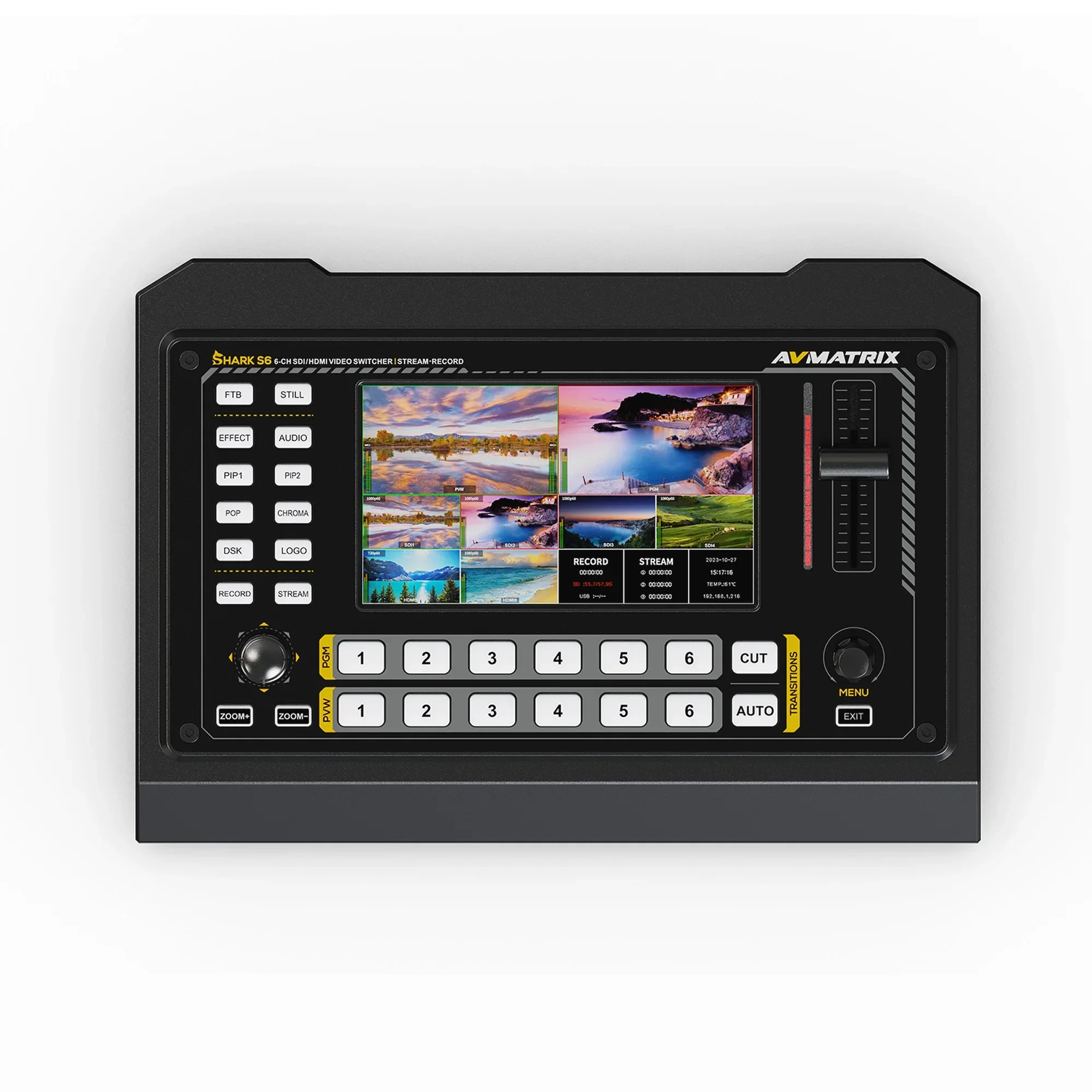 Shark S6 PTZ Camera Control 5 Inch LCD Display 6 Channel HDMI SDI Video Switcher With RTMP Stream Record