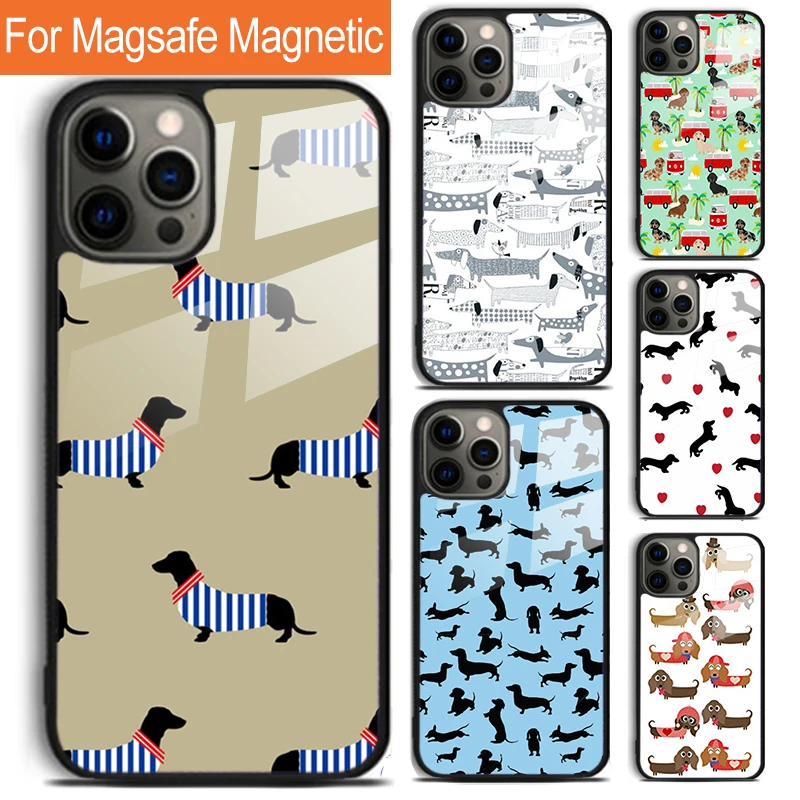 

Dachshund Doxie Dogs Hearts Phone Case For iPhone 17 Air 16 15 14 12 Pro Max Plus Magsafe Magnetic Wireless Charging Cover