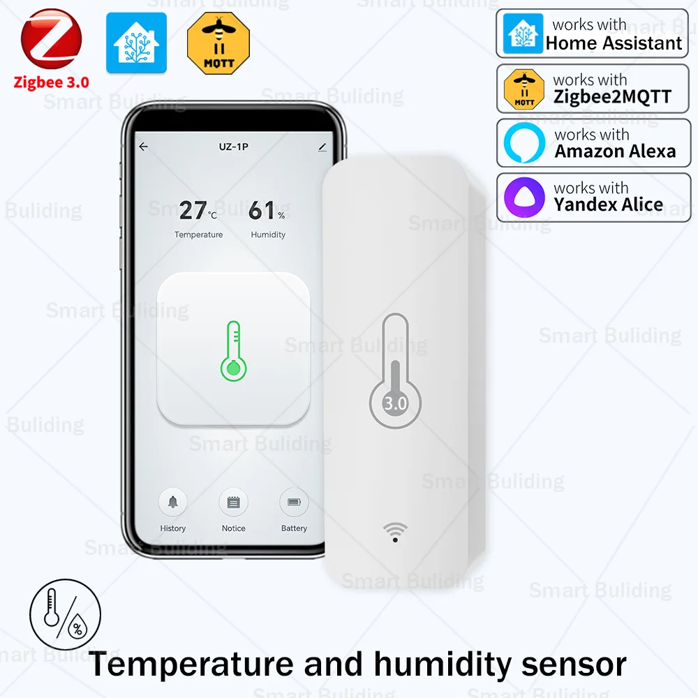 Zigbee 3.0 Temperature Humidity Sensor Smart Home Thermometer Hygrometer Work with Yandex Alice Alexa Home Assistant Zigbee2MQTT