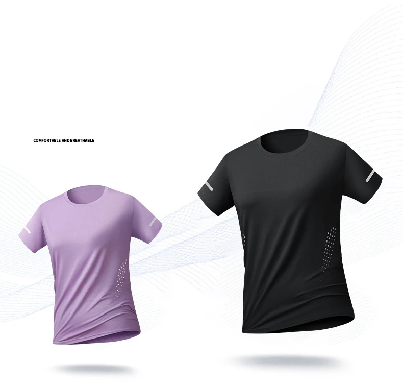 Sommer-Kurzarm-T-Shirt für Herren und Damen, dünnes, atmungsaktives, schnelltrocknendes Sport- und Freizeit-T-Shirt aus Eisseide – Detail 4