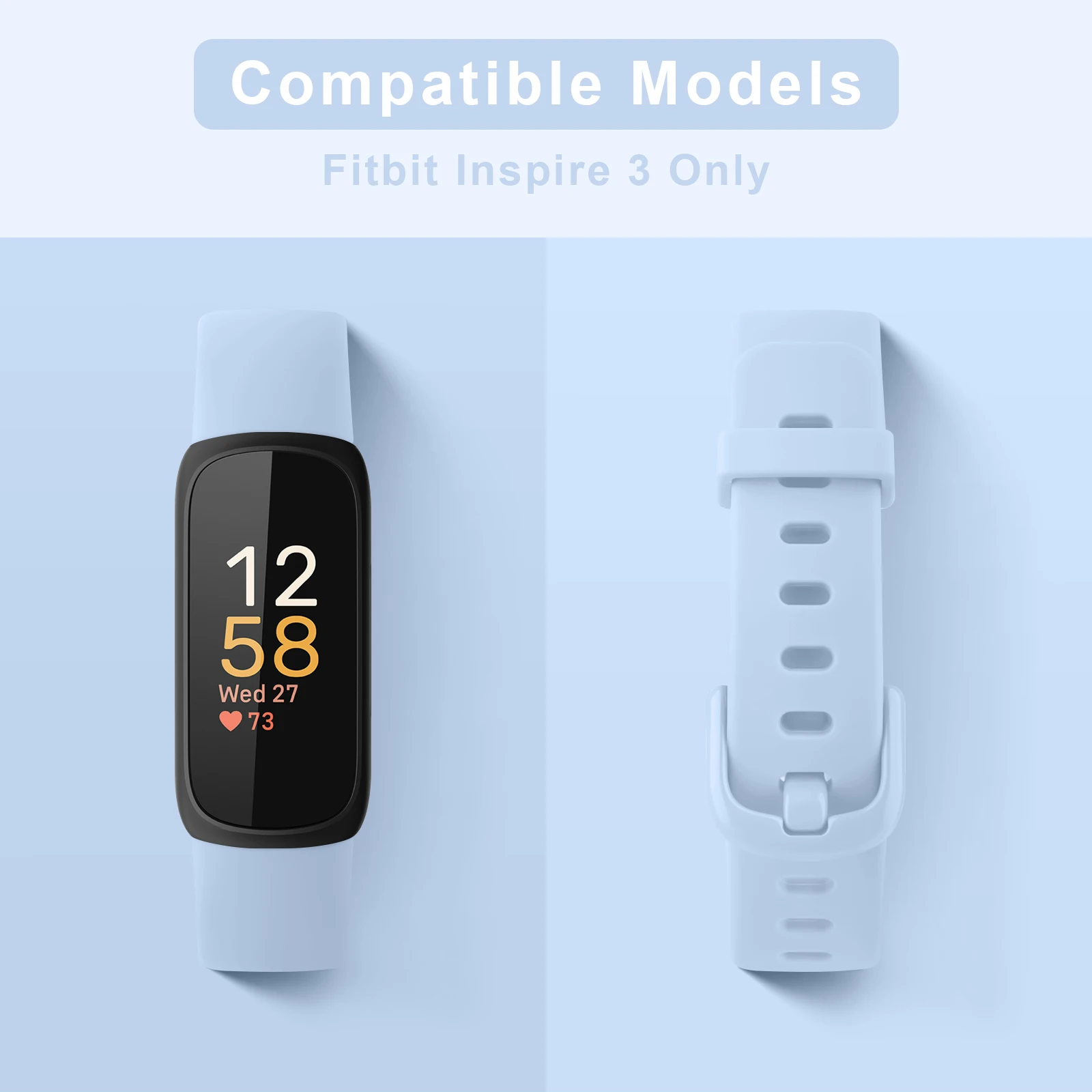 حزام سيليكون ناعم لساعة Fitbit Inspire 3، سوار معصم قابل للتعديل لـ Fitbit Inspire 3، سوار رياضي بديل