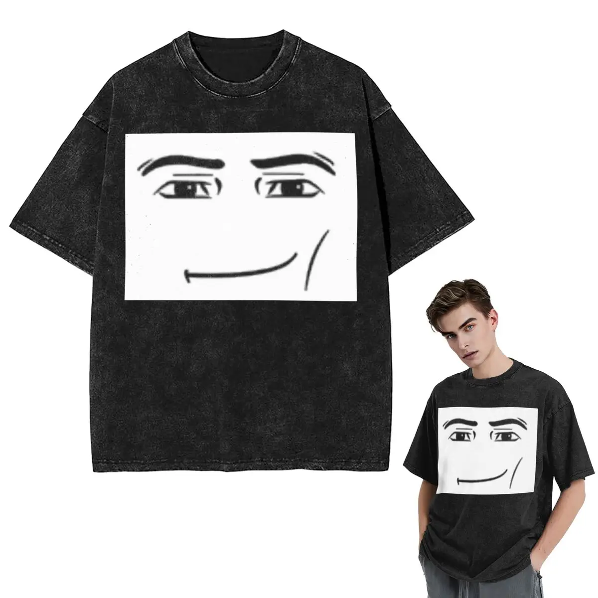 

Streetwear T-Shirts The Man Face Washed T Shirt Short Sleeve Hip Hop T-Shirt Tops Tees for Men Women