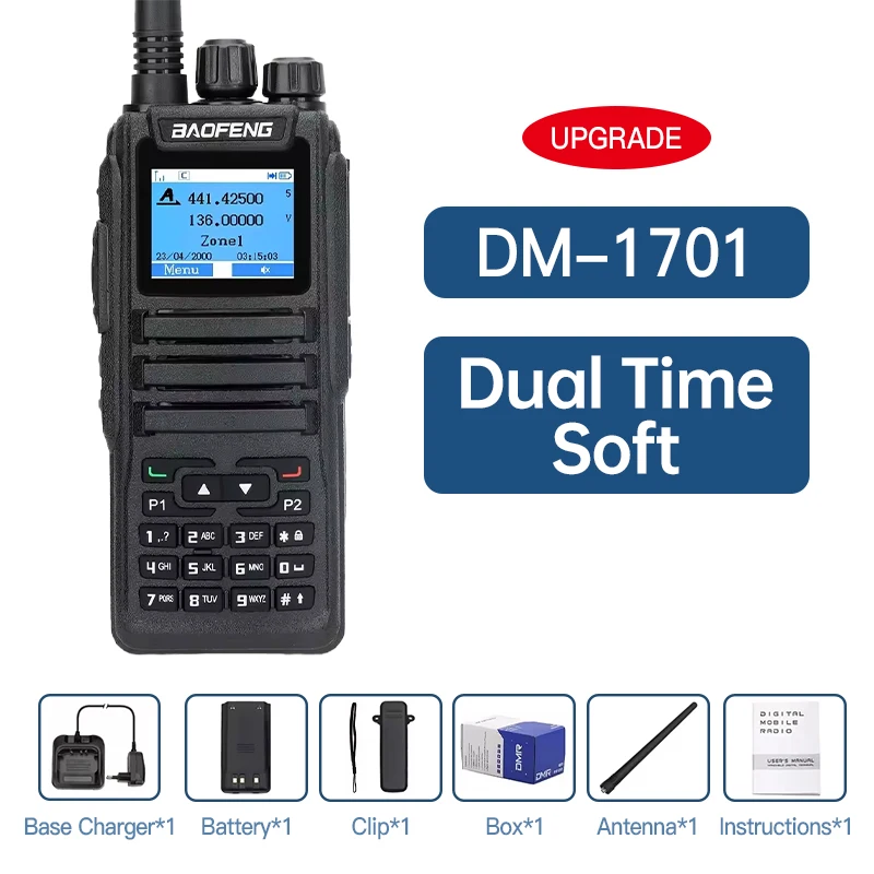 Baofeng Walkie Talkie DMR DM-1701 Dual Mode Analoge en digitale radio's Tier 1+2 Dual Time Slot Hamradio DM 1801 DM-5R