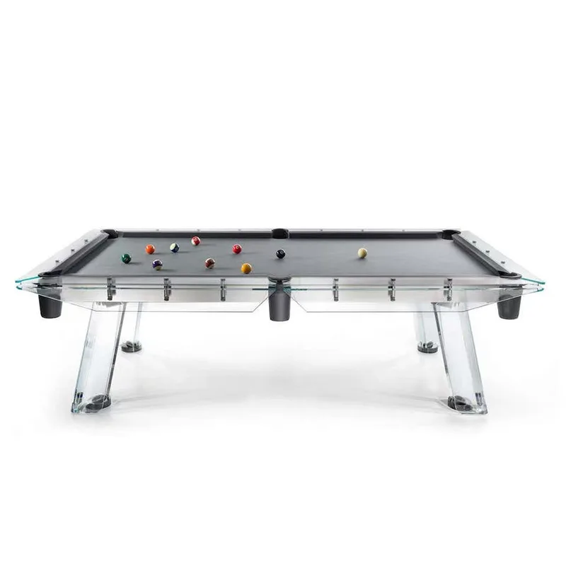 Tempered Glass Billiard Table, Indoor Standard Home Club Transparent Crystal High-End Pool Table, 7ft or 8ft Options