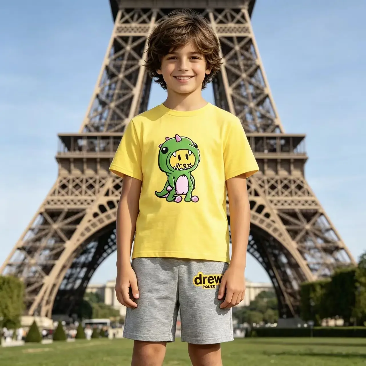 

Kids Trendy Simple Letter Print Summer Fashion Breathable Tees+Shorts 2pcs Sportsuits 3-13 Years Boys Girls Outfits Clothes Sets