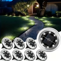 1/2pcs/4pcs/8pcs Outdoor Solar Lights Buried Garden Decor 8/20LED Lamp Sunlight Power Disk Light Underground Yard Lawn Spotlight