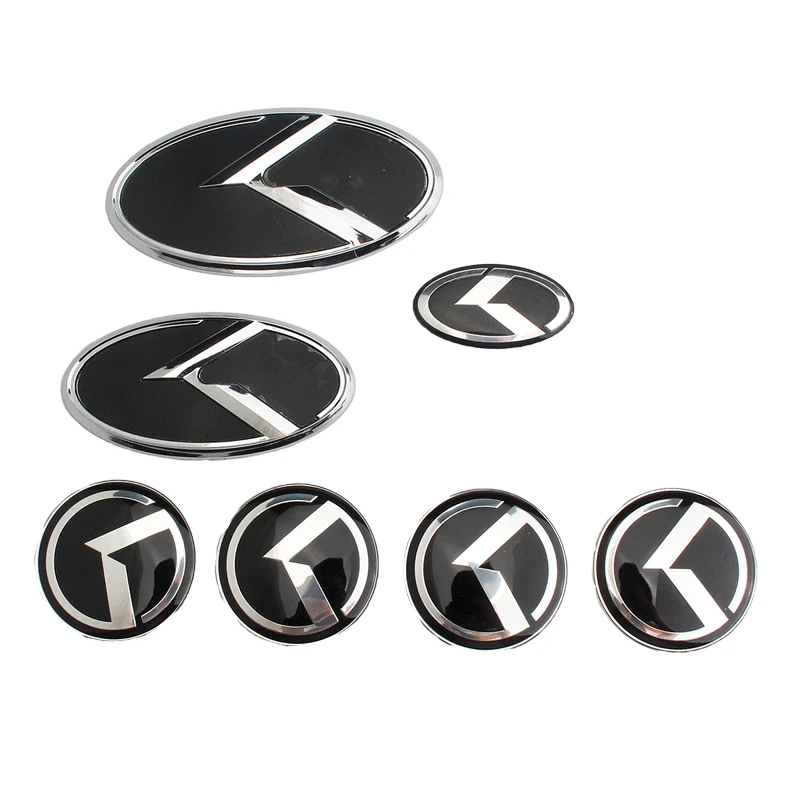 1 SET(7PCS) Front Grille Trunk + Steering Wheel + Wheel Center Caps 3D K Sticker Emblem Badge for OPTIMA K5 Koup Forte