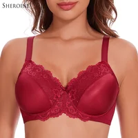 Sheroine-sujetadores con aros para mujer, minimizador Floral de encaje, cobertura completa, sin relleno, sin forro, soporte cómodo para el día a día