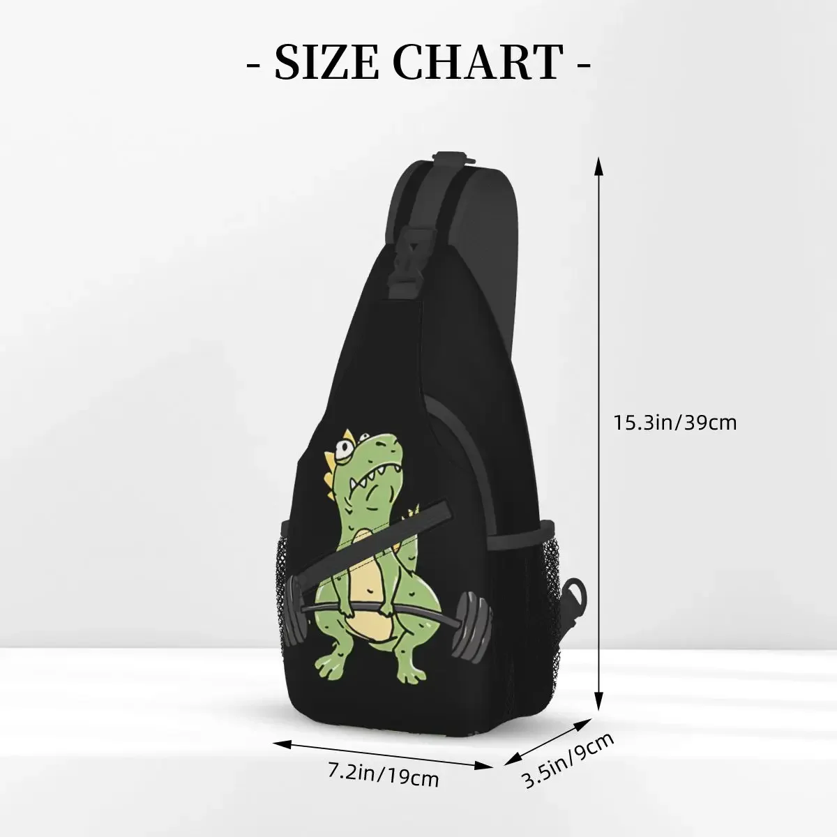 T-Rex Dinosaur Deadlift Fitness Gym Bodybuilder Crossbody Chest Bags Pockets Travel Pack Messenger Sports Teens Shoulder Bag