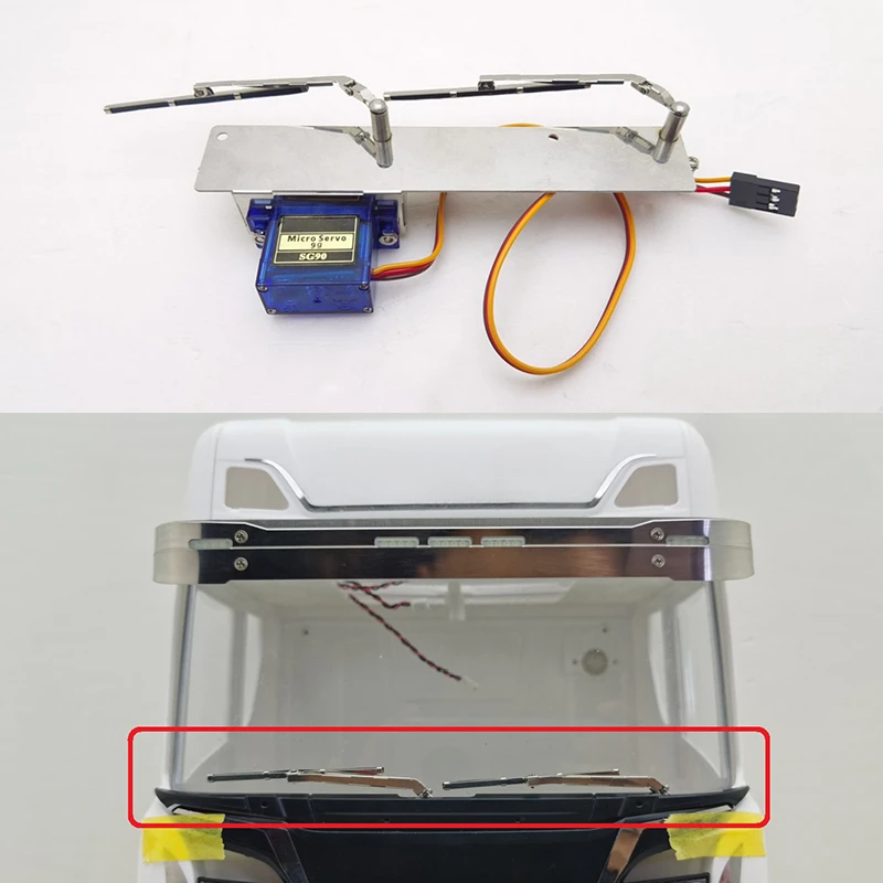 

Metal Electric Wiper with Servo Steering for 1/14 Tamiya RC Truck Trailer Tipper Scania 56368 770S Car Diy Parts