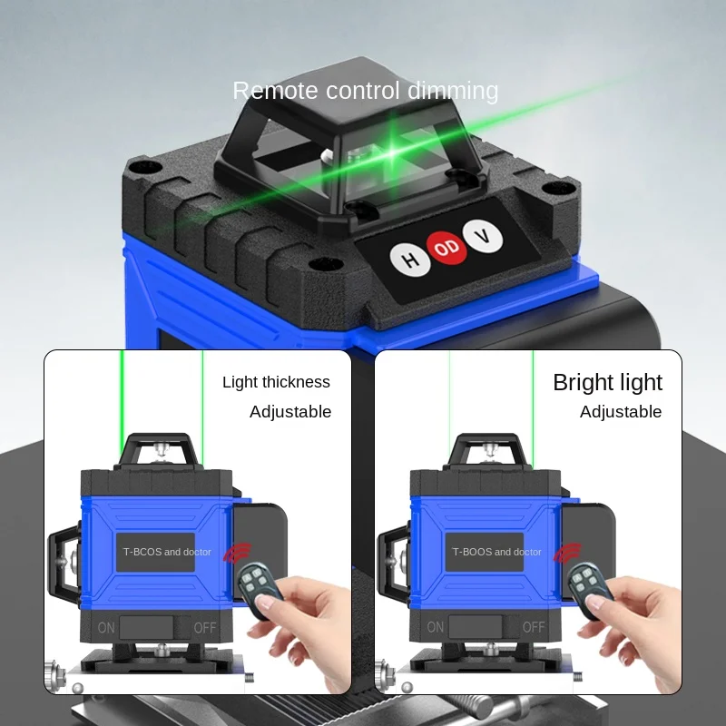 Imagem -03 - Super Poderoso Nível Laser 12 16 Linhas 3d 4d Auto-nivelamento 360 Horizontal e Vertical Linha Azul Feixe