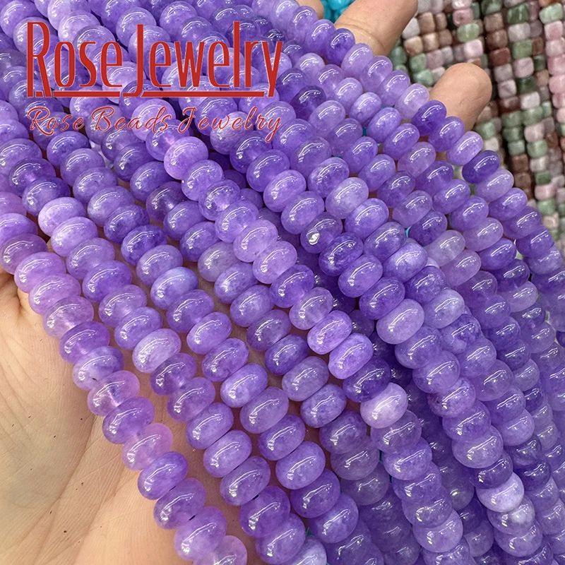 Natural Stone Lavender Amethyst Rondelle Abacus Beads Round Loose Beads for DIY Jewelry Making Bracelet Necklace 5x8mm 15\