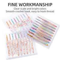 9PCS Color Printed Crochet Hook Set Yarn Knitting Tool Metal Color Head Aluminum Crochet Hook Soft Handle Crochet Hook 뜨개용 코바늘품