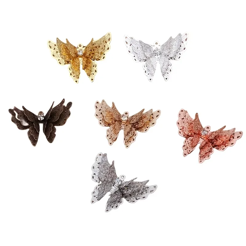 BoYuTe (10 Pieces/Lot) 25*35MM Brass Filigree Butterfly Pendant Materials Diy Jewelry Accessories Thick Style