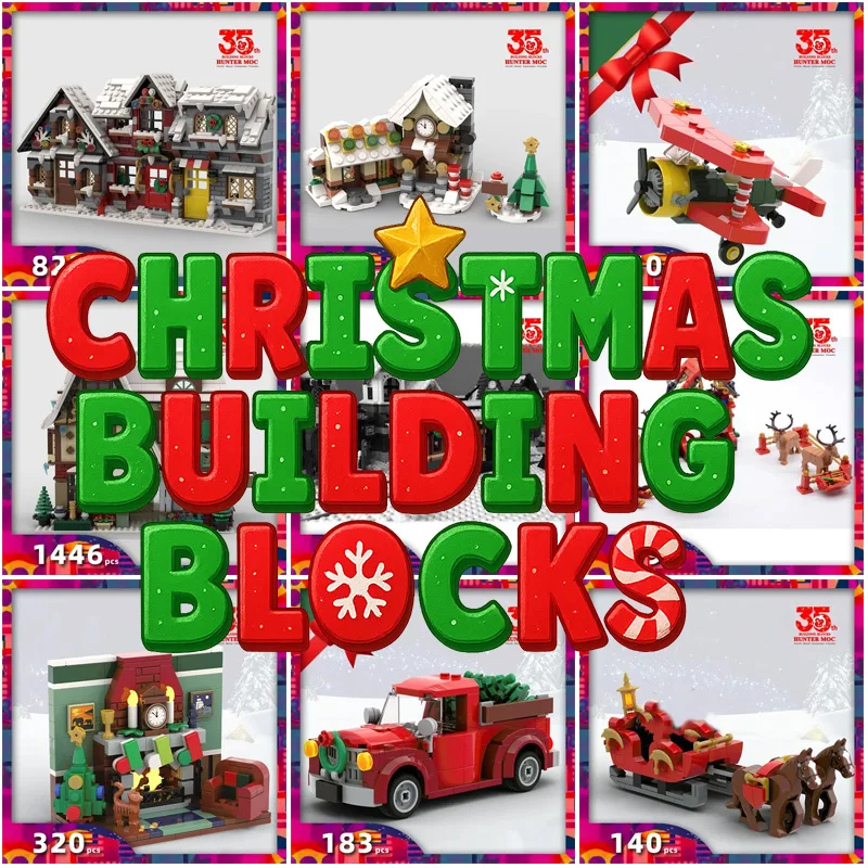 2025 Christmas Advent Calendar & Xmas Houses Blocks - Create a Fun Winter Village Vacation House for Kids