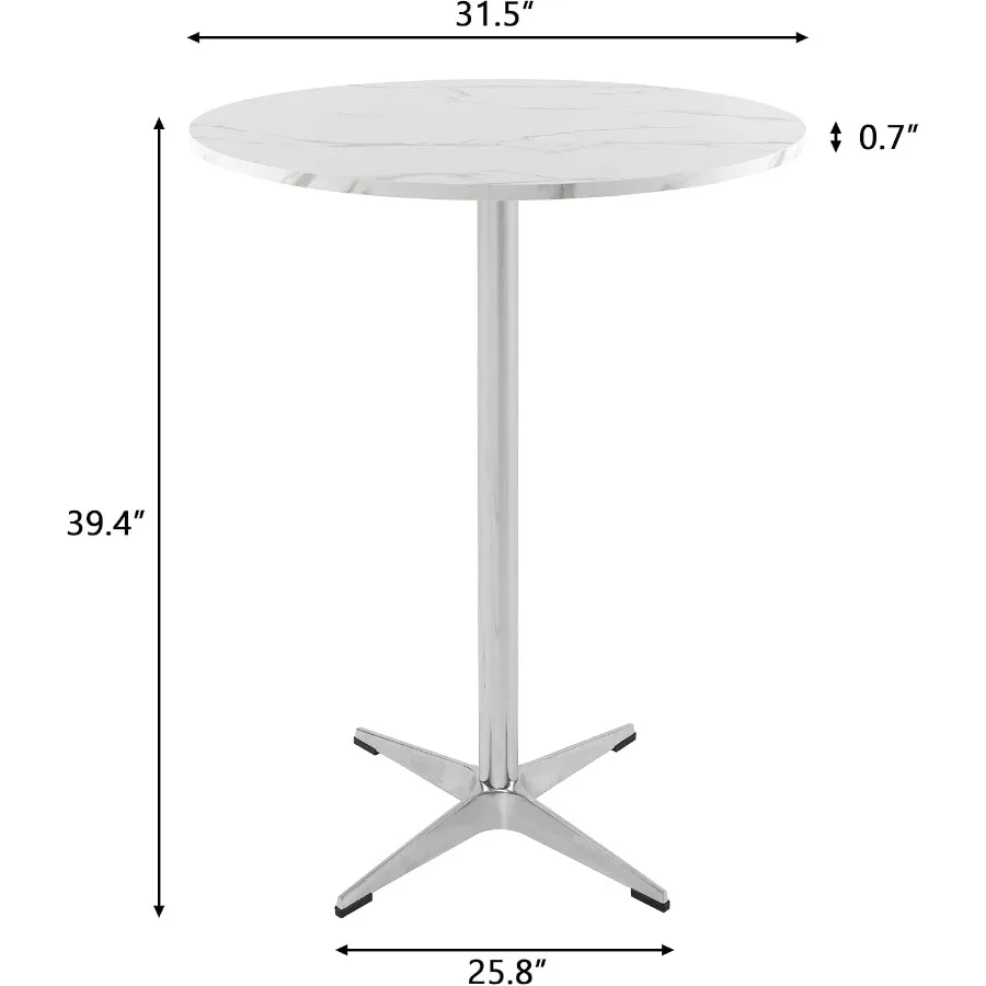 Modern Round Pub Tables Bar Table with Metal Cross Base, Wooden Cocktail Table with 39.4 Inch Height