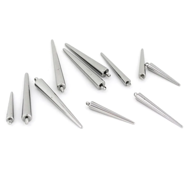 4 Stück Edelstahl Metall-Kegelanhänger für Schmuckherstellung Schwert-Charm Passend für Ohrringe Halsketten DIY Schmuckzubehör – Detail 3