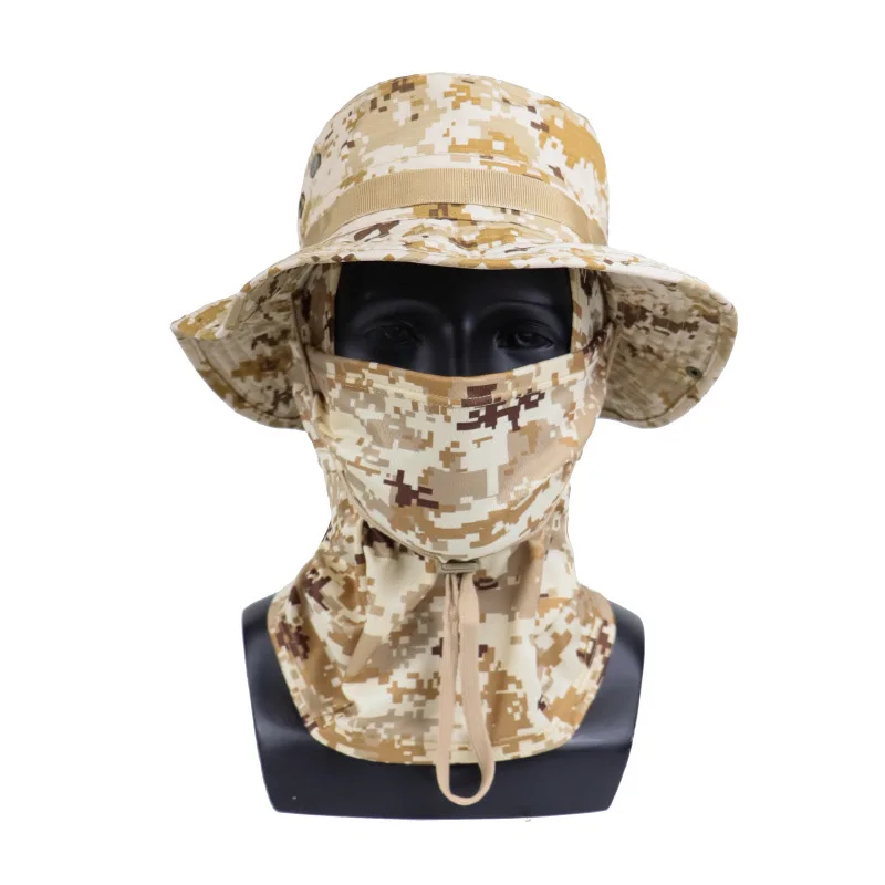 Camouflage Fishing Bucket Hat + Removable Headgear, Sunshade Hat for Outdoor Mountaineering Sports