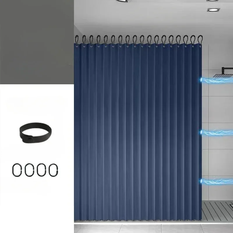 

Foldable Shower Curtain Bathroom Partition Waterproof Non-woven Fabric Dry and Wet Separation Shower Curtain