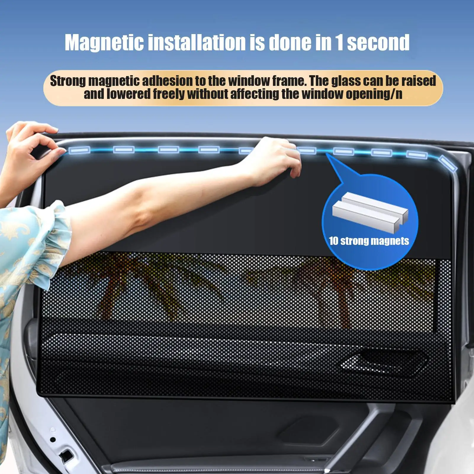 1pcs Car Shade Magnetic Double Layer Sun Shade Blocker Privacy Protector For Driver Car Sun Shield For Vehicle SUV - view 3