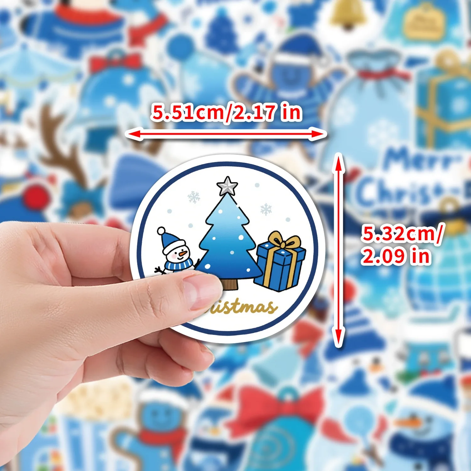 10/50 SZTUK Niebieskich Świątecznych Naklejek Graffiti Ciepłe Zimowe Dekoracje Naklejki DIY na Laptopa Telefon Samochód Deskorolkę Wodoodporne Naklejki