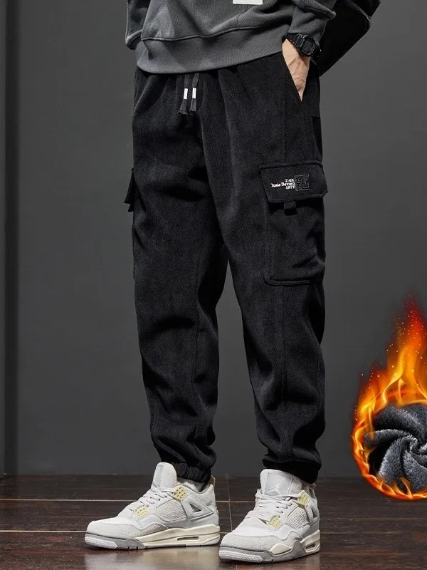 

Мужские брюки для спецодежды Thiened Fce на подкладке с манжетами, повседневные зимние вельветовые спортивные штаны для отдыха, прочные, грязеотталкивающие