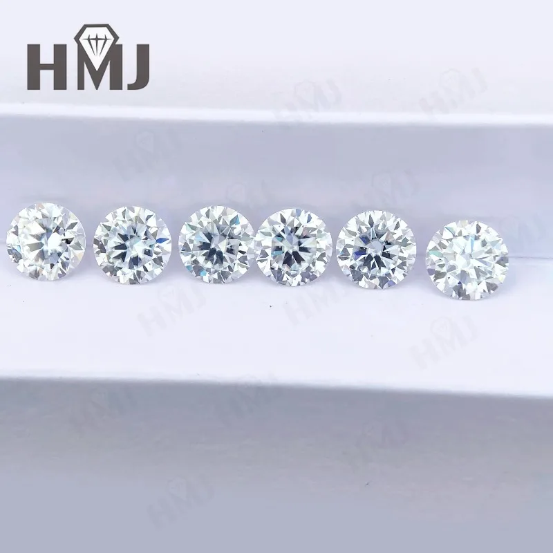 HMJ 0,1-13 Karat Moissanit-Stein, runde Form, Farbe D, Reinheit VVS1, Brillantschliff, Diamanttester-geprüft, mit GRA-Zertifikat, Perlen – Detail 25