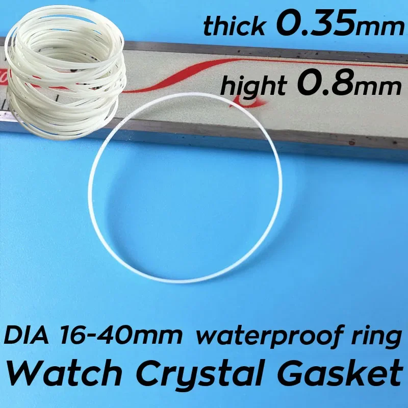 White Gasket 0.35mm Thick 0.8mm High 16-40mm Waterproof O Ring for Front Watch Crystal Glass Repair Parts Watches  Accessories