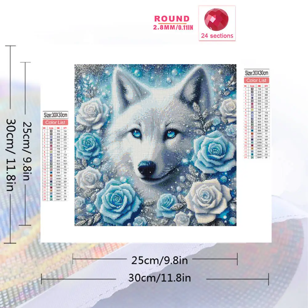 Evershine Diamond Mosaic Wolf Animal Full Square Round Diamond Painting Dog DIY Embroidery Rose Flower Handmade Hobby