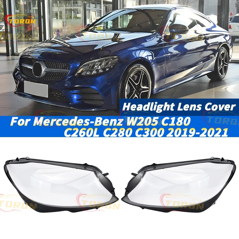 

Car Headlight Cover cap For Mercedes-Benz W205 C180 C260L C280 C300 2019 2020 2021 Headlamp Shade Head Lamp headlight lamp cover