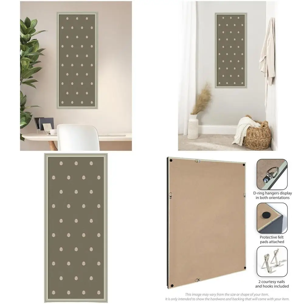 لوح كتان نباتي أخضر، مقاس 18 × 42، مع إطار بني متوسط للوحة الرؤية أو تنظيم الحائط