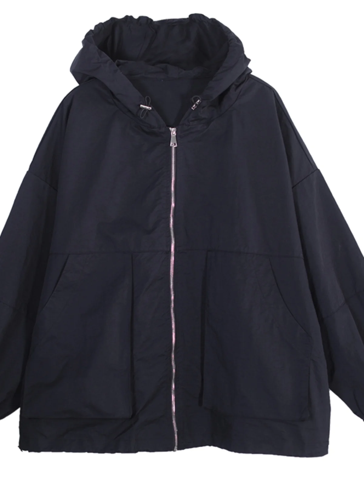 Loose Women's Spring Autumn Jaet Hooded Zipper Artistic Sle plus Size Coat Korean Version Small Size 2025 New Model