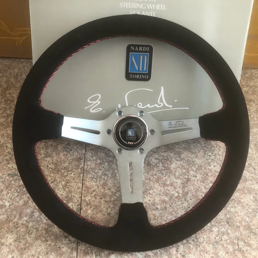 Universal Racing 14Inch Nardi Steering Wheel Car Rally Drift Suede Leather JDM Steering Wheel Volantes For HONDA TOYOTA VW BMW