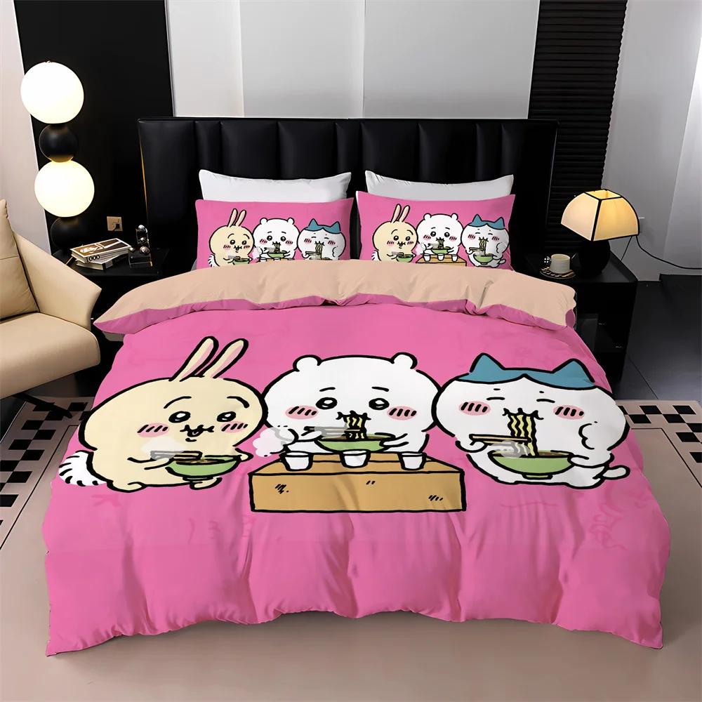 

New Chiikawa Bedding Set 3D Digital Printed hachiware Momonga Duvet Cover Set With Pillowcases Animes Quilt cover Twin Full