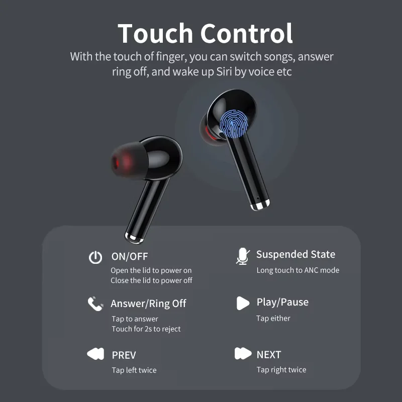 Awei TA8 ANC Fone Bluetooth Earphones Wireless Headphones LED Display TWS Headset Gamer Noise Reduction Earbuds with Dual Mic