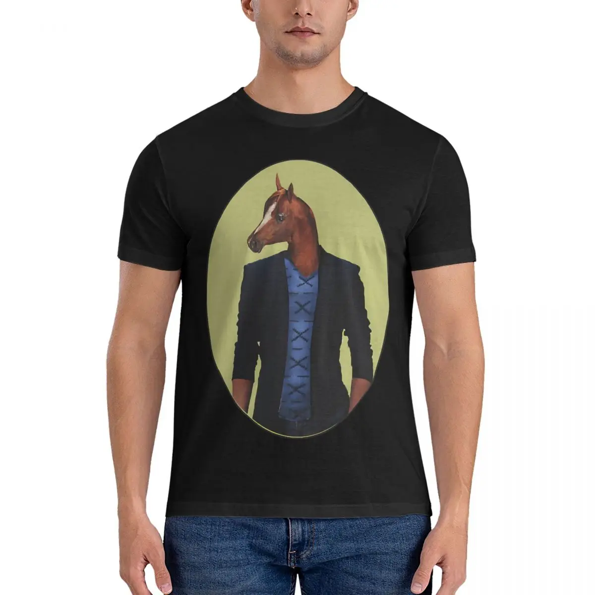 Handsome T Shirts Men Cotton Funny T-Shirts Round Neck B-BoJack Horseman Tee Shirt Short Sleeve Tops Summer