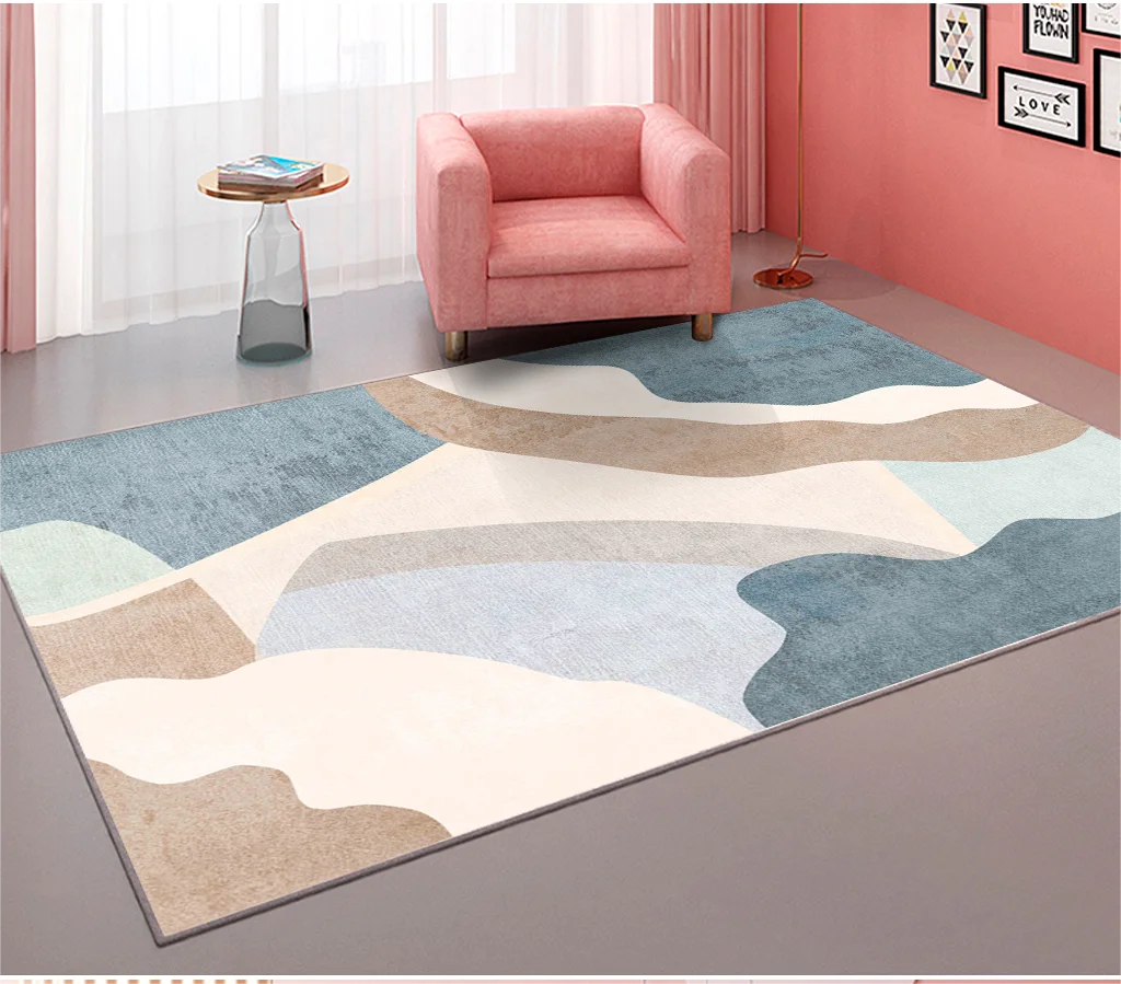 VIKAMA Modern Simple Pink Living Room Carpet Home Decor Girls Bedroom Bed Blanket Large Sofa Coffee Table Cloakroom Floor Mat
