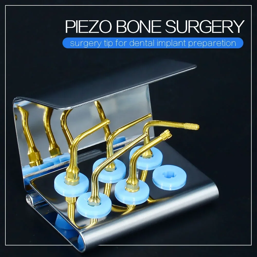 High quality golden den tal ultrasonic pizeo bone surgery tips for im plantation den tal tips kit