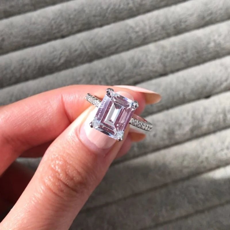 Original Real Silver Color Designer Zirconia Engagement Ring for Women Wedding Luxury Wholesale Gifts Jewelry Z51