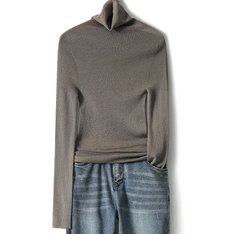 

Knitted Sweater Women Pullovers Sueter Feminino White Turtleneck Knit Sweater Pullover Women Tops New Long Sleeve Sweaters Q2654