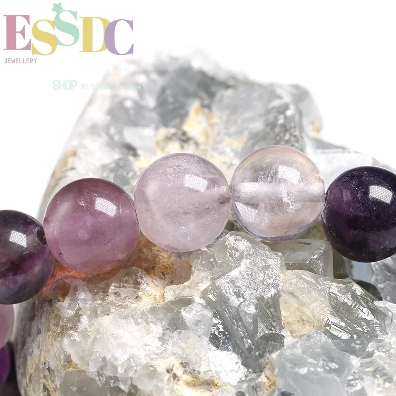 Natural Gemstone Purple Fluorite Beaded 6mm 8mm 10mm Round Ball Strand Bracelet Woman Handmade Jewelry Unique Gift 3
